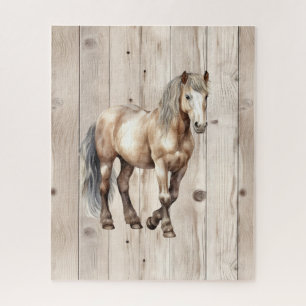 Western-Cowgirl-Cowboy-Pferd-Faux-Holz