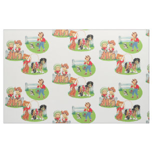 Western-Cowgirl-Cowboy scherzt Pferdegewebe 9" Stoff