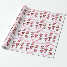 Western Cowgirl First Birthday Custom Geschenkpapier
