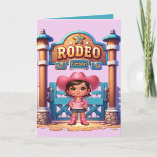 Western Cowgirl First Rodeo Geburtstag Custom Karte