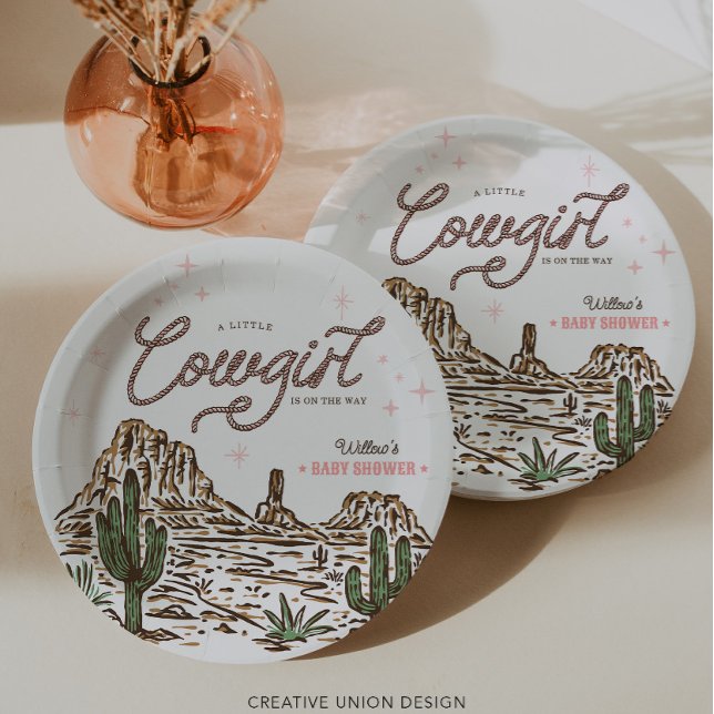 Western Cowgirl Girl Babydusche Pappteller (Von Creator hochgeladen)