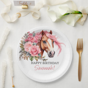Western Cowgirl Horse Birthday Party Pappteller
