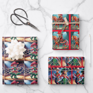 Western Cowgirl Kid Weihnachten Geschenkpapier Set