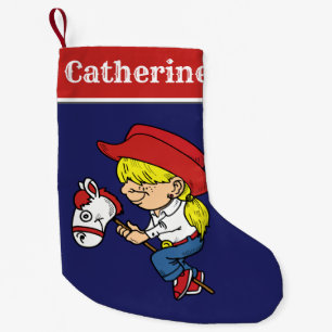 Western Cowgirl Kind auf Stick Pferd Kleiner Weihnachtsstrumpf