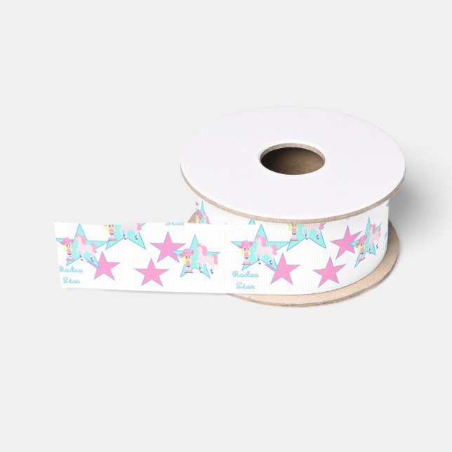 Western Cowgirl Kind mit Pferd Rodeo Star 1 1/2" Ripsband (Spule)