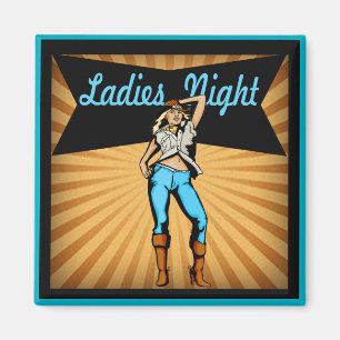 Western Cowgirl Ladys Night Magnet