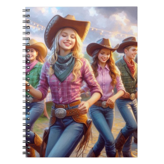 Western Cowgirl Line Tanz Notizblock (Vorderseite)