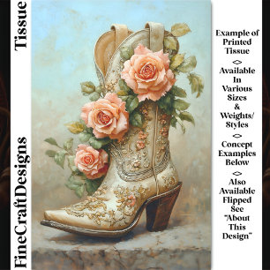 Western Cowgirl Mode Stiefel Rosen DF9L Decoupage Seidenpapier