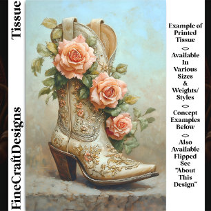 Western Cowgirl Mode Stiefel Rosen DF9R Decoupage Seidenpapier