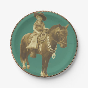 Western-Cowgirl-Party-Papier-Teller Pappteller