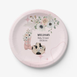 Western Cowgirl Pink Boots Hat Custom Dessert Pappteller