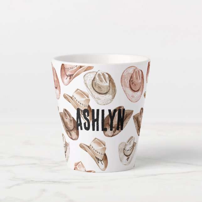 Western Cowgirl Pink Brown Hats Milchtasse (Vorderseite)