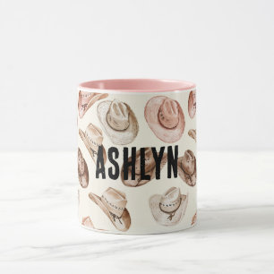 Western Cowgirl Pink Brown Hats Tasse