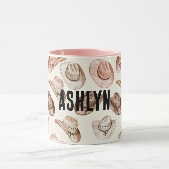 Western Cowgirl Pink Brown Hats Tasse (Zentrum)
