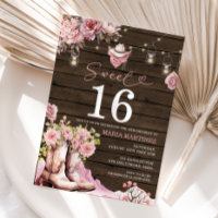 Western Cowgirl Pink Floral Wood Sweet 16 Geburtst