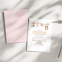 Western Cowgirl Pink Kariert Baby Dusche Einladung