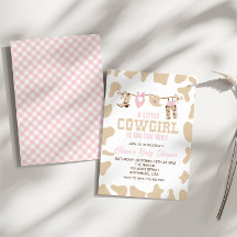 Western Cowgirl Pink Kariert Baby Dusche Einladung