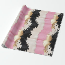 Western Cowgirl Pink Schwarz-weiß Gold Abstrakt Geschenkpapier