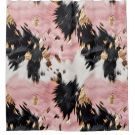 Western Cowgirl Pink Schwarz-weiß Gold Duschvorhang