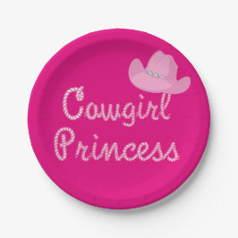 Western Cowgirl Princess Party Pink Hat Pappteller