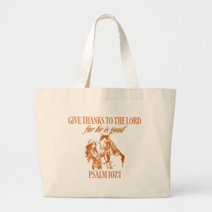 Western-Cowgirl-Psalm 107:1 Jumbo Stoffbeutel