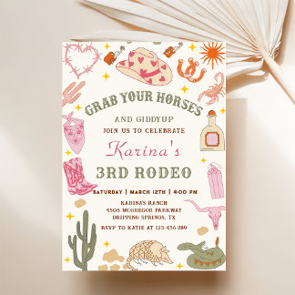 Western Cowgirl Rodeo Geburtstagsparty Einladung