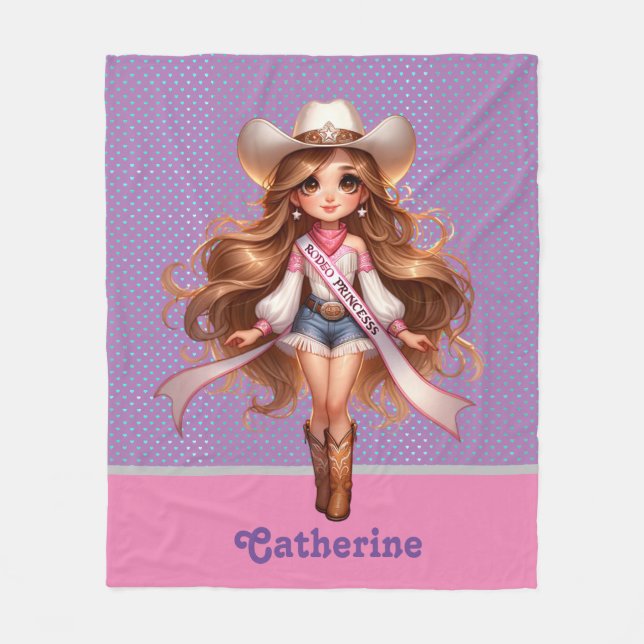 Western Cowgirl Rodeo Princess 1 Personalisiert Fleecedecke (Vorderseite)