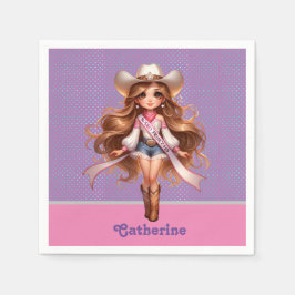 Western Cowgirl Rodeo Princess 1 Personalisiert Serviette