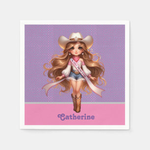 Western Cowgirl Rodeo Princess 1 Personalisiert Serviette