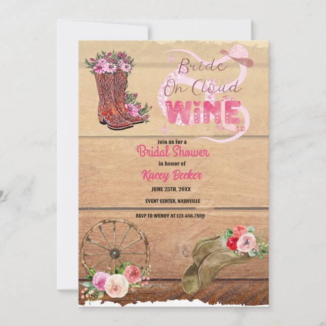 Western Cowgirl | Rustic Bridal Shower Invitation (Devant)