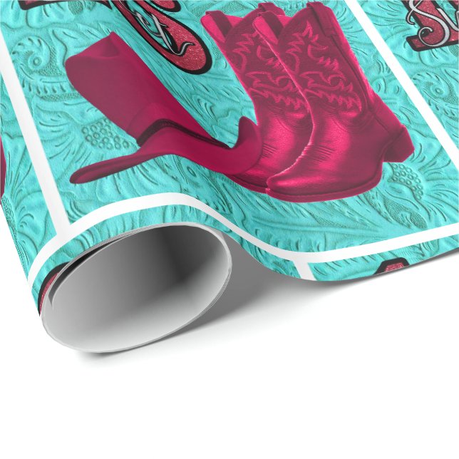 Western Cowgirl Sweet !6 Stiefel und Hut Geschenkpapier (Rolleneckpunkt)