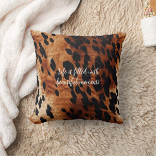 Western Cream Brown Black Cowhide Kissen