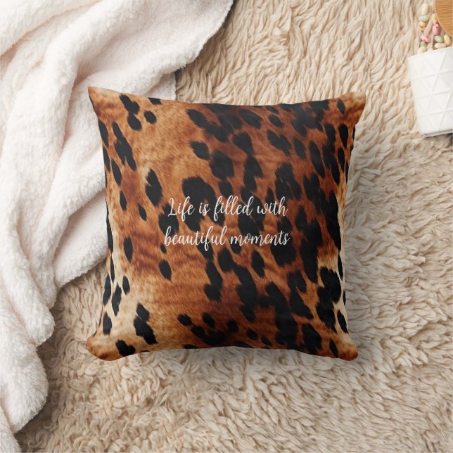 Western Cream Brown Black Cowhide Kissen (Decke)