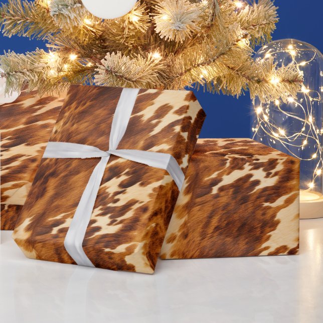 Western Cream Brown Cowhid Geschenkpapier (Feiertage)