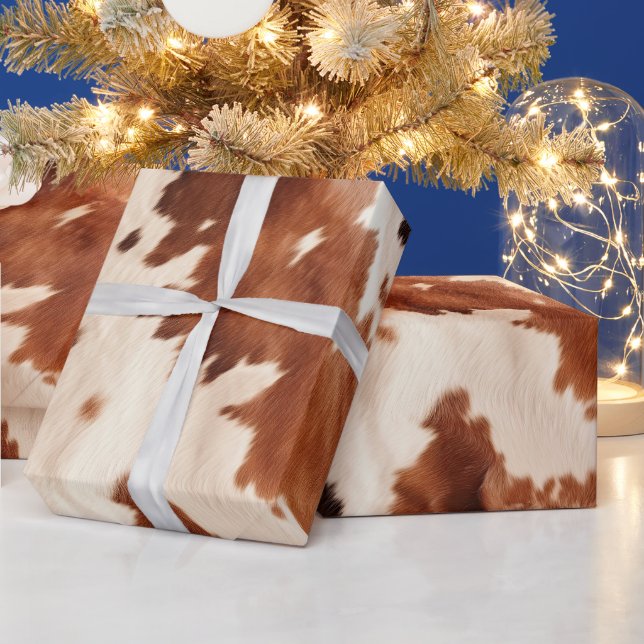 Western Creme White Brown Cowhid Geschenkpapier (Feiertage)
