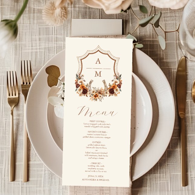 Western Crest Country Bohemian Floral Menu Mariage (Créateur téléchargé)