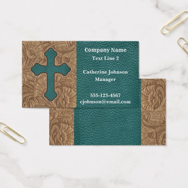 Western Cross Et Faux Leather Carte de visite (Bureau)