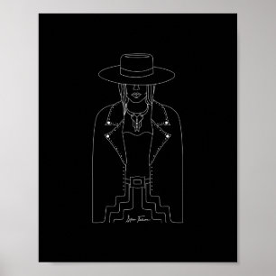 Western-Dame Outlaw Black u. Weiß-Wand-Kunst-Druck Poster