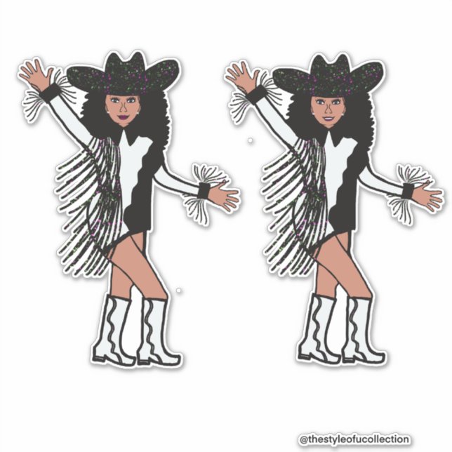 Western Dancer Schwarz-weiß Fringe #2 Aufkleber (Vorderseite)