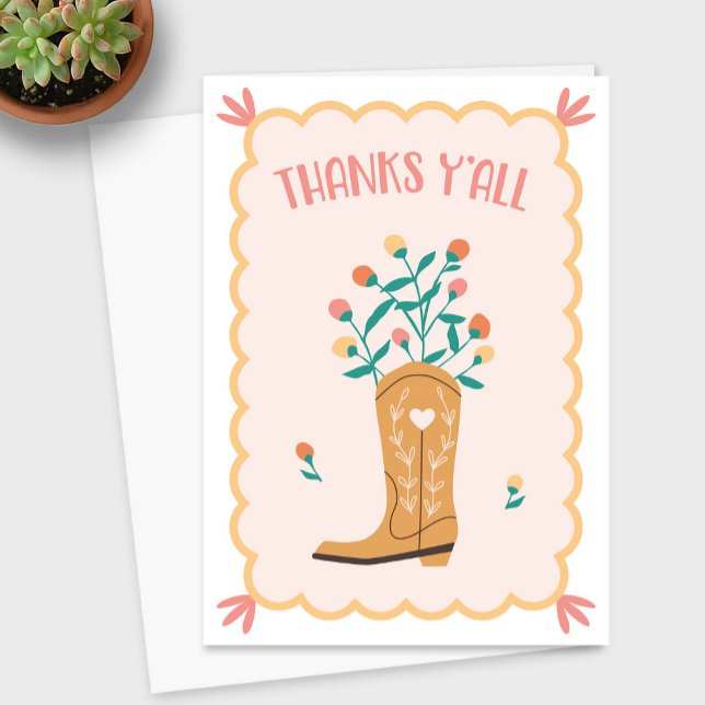 Western "Danke Y'all" Dankeschön Karte (Thanks Y'all Western Thank You Card)