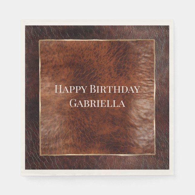 Western Dark & Warm Brown Leather Look Serviette (Vorderseite)