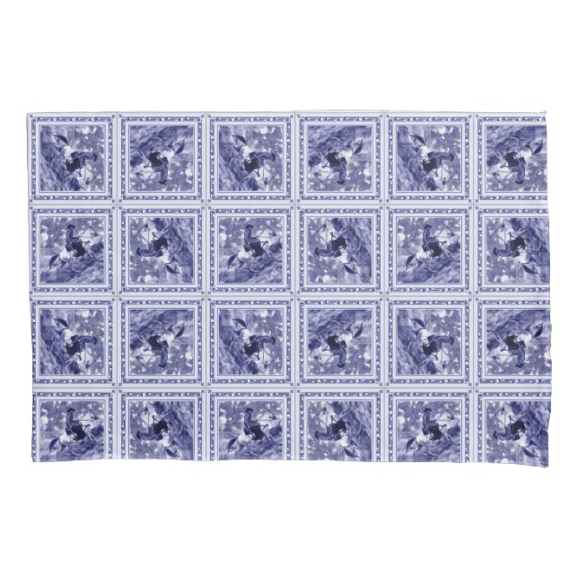Western Denim Blue Delft Tile  Kissenbezug (Vorderseite)