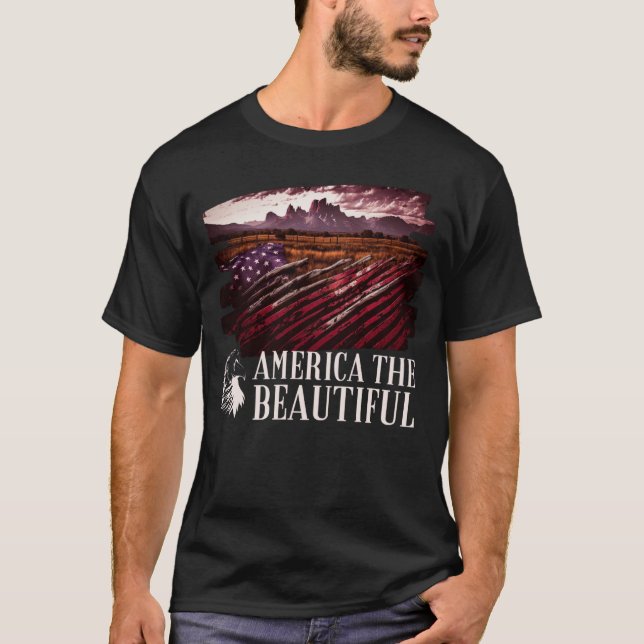 Western der amerikanischen Flagge Patriotic Montan T-Shirt (Vorderseite)