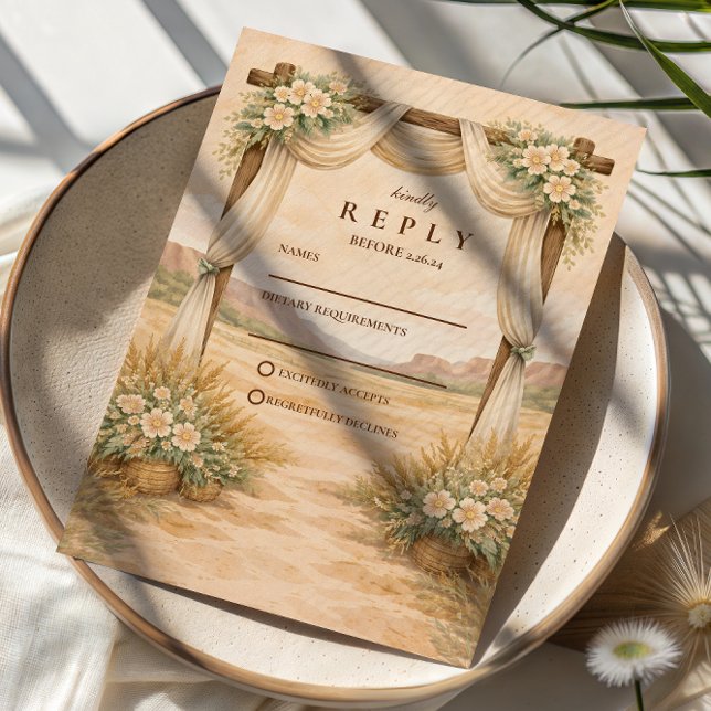 Western Desert Arch Wedding RSVP Karte (Von Creator hochgeladen)