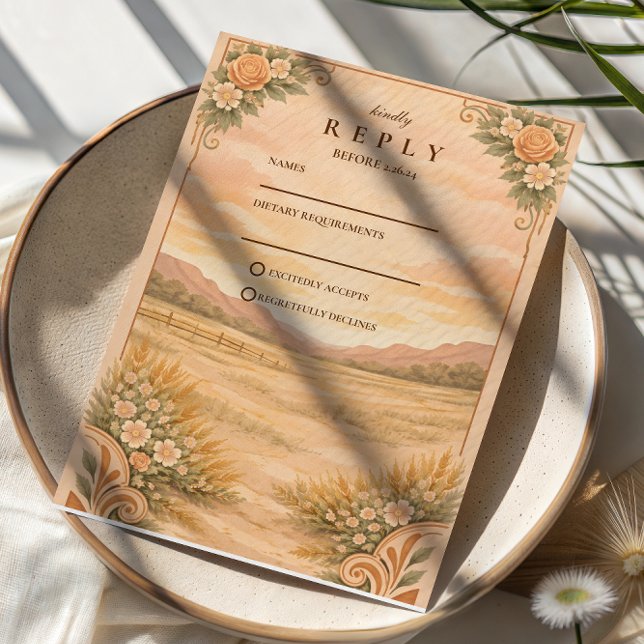 Western Desert Canyon Wedding RSVP Karte (Von Creator hochgeladen)