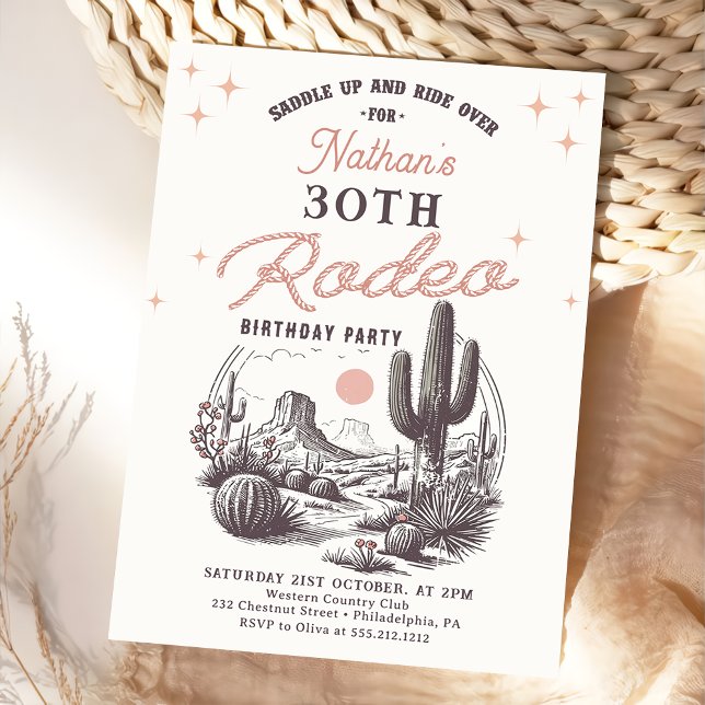 Western Desert Rodeo 30th Birthday Invitation (Créateur téléchargé)