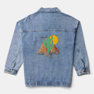 Western Desert Vibes: Südwestkaktus Denim Jeansjacke