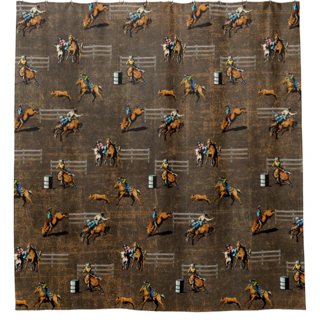 Western Duschvorhang mit Rodeo-Veranstaltungen (Vorderseite)