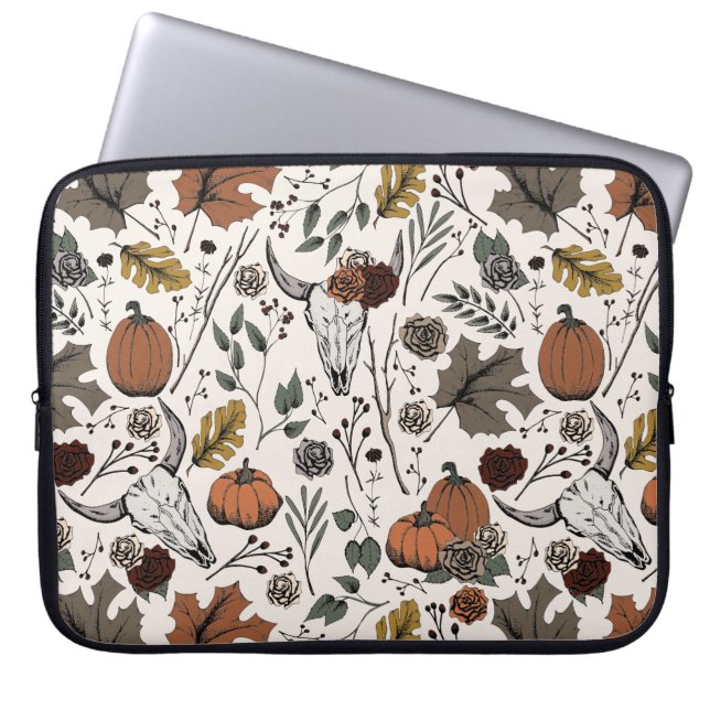 Western Elfenbein Fall Ernte und Kuhschädel Laptopschutzhülle (Vorderseite)
