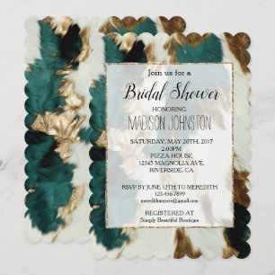 Western Emerald Gold White Cowhide Einladung